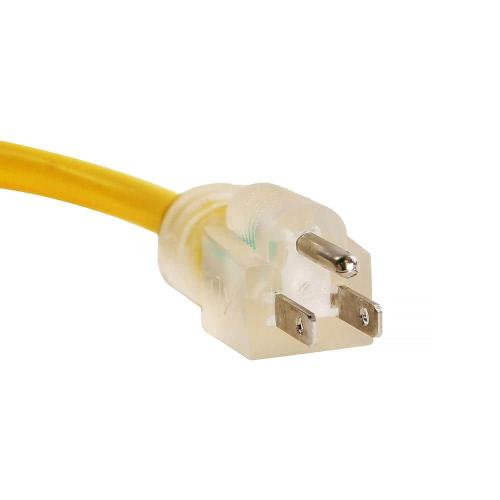 12/3 100 ft. SJT Wire Gauge 3-Outlet Tri-Source Indoor Outdoor Vinyl Lighted Electric Extension Cord