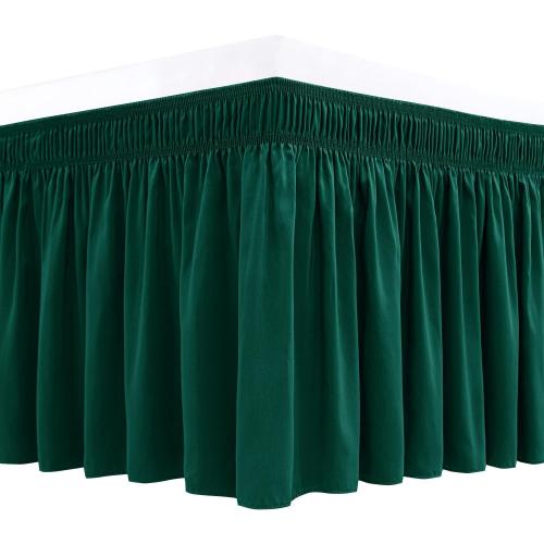 Wrap Around Bed Skirt King Size 15 Drop-Elastic Dust Ruffle Hunter Green