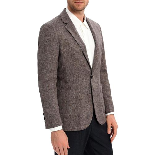 Size XXXL Brown Sport Coats and Blazers for Men Linen Suit Jacket Casual Blazer One Button Brown