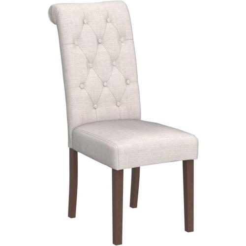 COLAMY Tufted Upholstered Dining Chairs Set of 2, Accent Parsons Chairs with Solid Wood Legs and Padded Seat, Beige