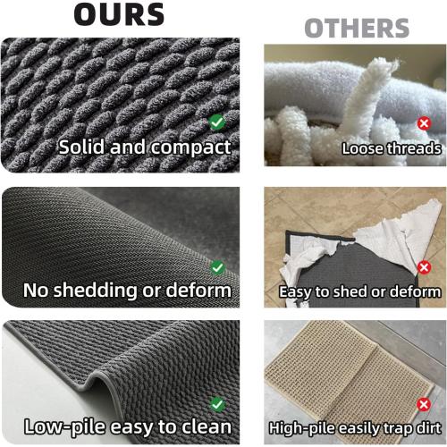 TYUU Bathroom Runner Rugs, Long Bath Mat Runner Washable Thin Quick Dry Low Pile Bathroom Runner Rugs Non Slip, Dark Grey 16x60