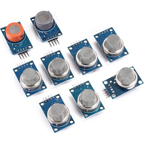 MQ-2 MQ-3 MQ-4 MQ-5 MQ-6 MQ-7 MQ-8 MQ-9 MQ-135 Smoke Detection liquefied Methane Gas Sensor Module for Arduino (9pcs)