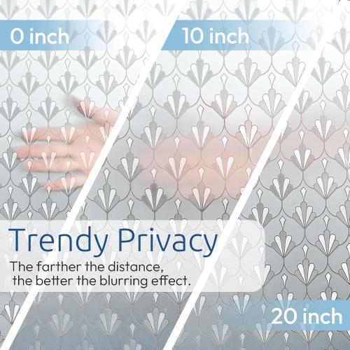 rabbitgoo Privacy Window Film Non Adhesive Frosted Glass Sun Blocking Self Static Cling Decorative for Home Kitchen Living Room, Removable and Reusable, 35.4 x 157.4 inches