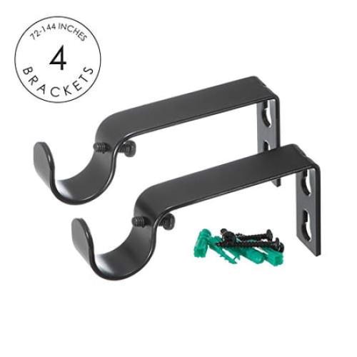 Ivilon Drapery Window Curtain Rod - End Cap Style Design 1 Inch Pole. 72 to 144 Inch Color Black