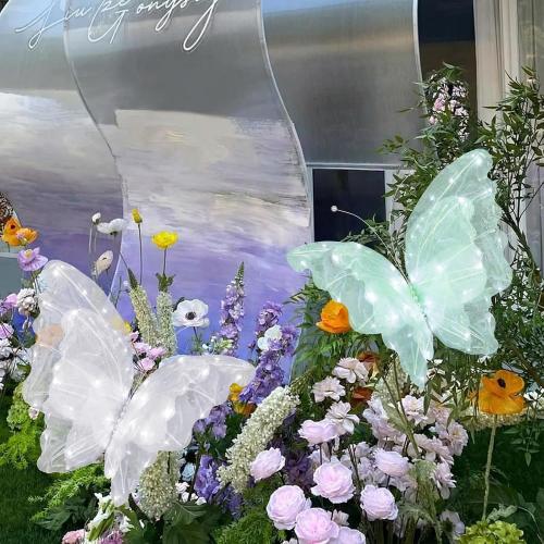 Yinkin 2 Pcs 20'' Christmas Large 3D LED Butterfly Decorations Green White