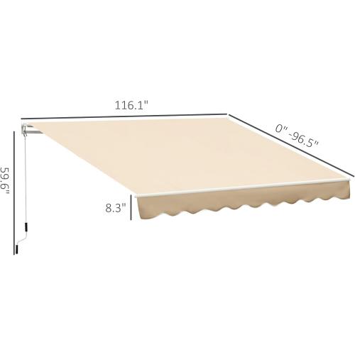 Outsunny 12 ' x 10' Patio Retractable Awning with Crank Handle Beige
