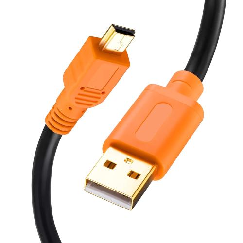 Tan QY Mini USB Cable 15Ft, USB 2.0 Type A to Mini B Cable Male Cord for GoPro Hero 3 , Hero HD, Cell Phones, MP3 Players, Digital Cameras etc (15Ft/5M, Orange)