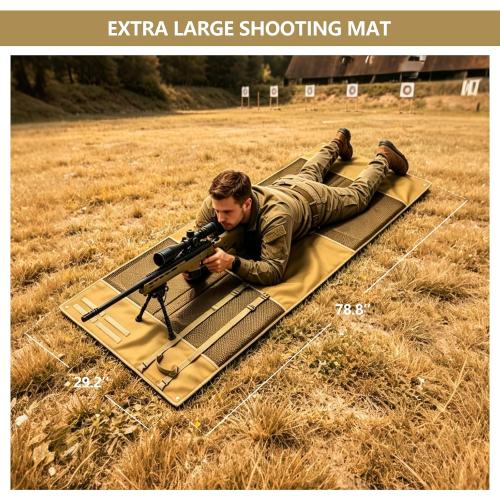 Shooting Mats Prone Padded,Large Shooting Mat,Shooting Pad with MOLLE Webbing&Thickened Padding,Portable Roll Up Shooting Mat Waterproof,Foldable Outdoor Tactical Mat for Long Range Shooting Hunting
