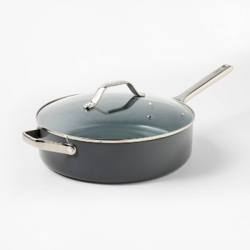 5qt Nonstick Ceramic Coated Aluminum Saute Pan Dark Gray - Figmint™