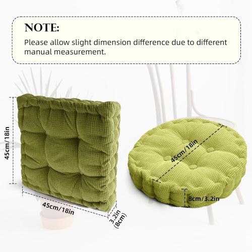2 Pack Meditation Floor Pillow Large Square and Round Floor Cushions for Adults Yellow Corduroy Floor Seat Pillows Cushion for Living Room Balcony Tatami Yoga,18x18 Inch