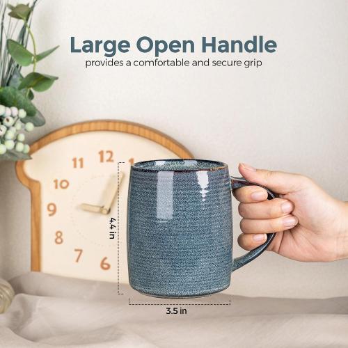 GBhome Large Ceramic Coffee Mugs Set of 6, 18oz Handmade Stoneware Coffee Mugs Set for Latte/Cappuccino/Hot Cocoa, Dishwasher & Microwave Safe, Multi-Color
