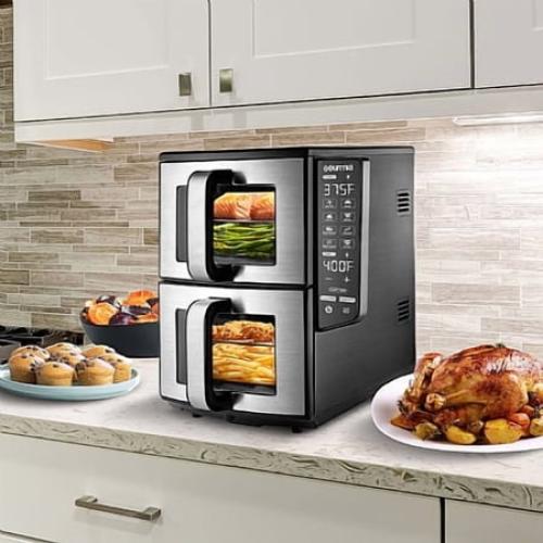 Gourmia 11 Quart Dual Basket Air Fryer with Smart Finish & 4-Layer Cooking‼️light dirt‼️