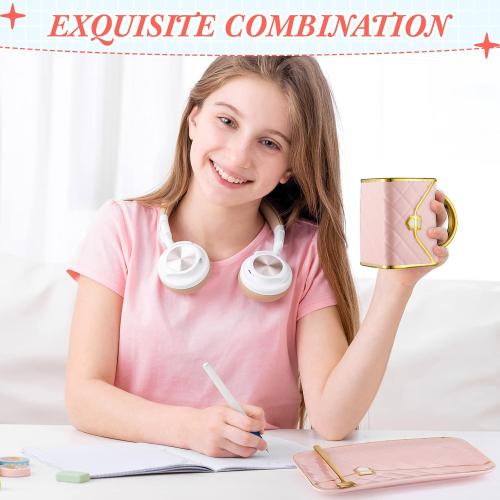 Sliner Set of  4 Size 10oz Coffee Mug Handbag Shaped Ceramic Tea Cup with Saucer Spoon 10 Oz/ 310 ml Purse Gift Mug for Office Home Coffee Tea Hot Chocolate Cappuccino(Classic)
