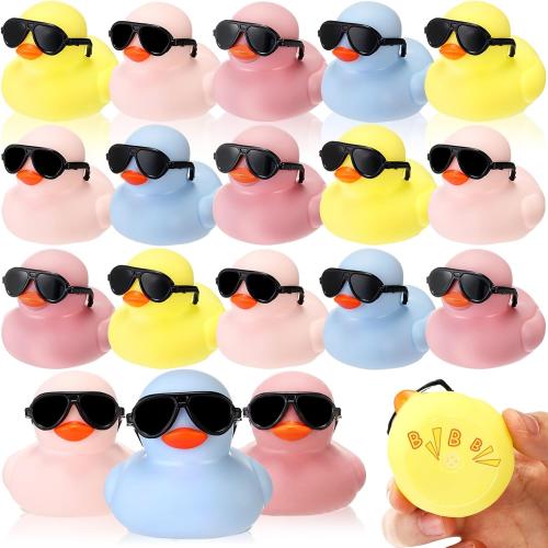 Sosation 36 Pcs Macaron Mini Rubber Ducks with Sunglass in Bulk 2.2, Solid