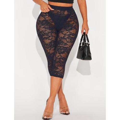 TZLDN Women Lace Capri Leggings Sexy Sheer Y2k Going Out Cropped Pants