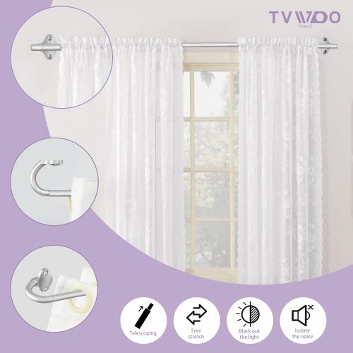 TVWOO Silver Wrap Around Curtain Rods:5/8 In Blackout Adjustable Window Curtain Rod for Bedroom Kitchen Apartment Renter Friendly,Room Darkening Curved Drapery Rods Easy Install,Antique Silver 48-90