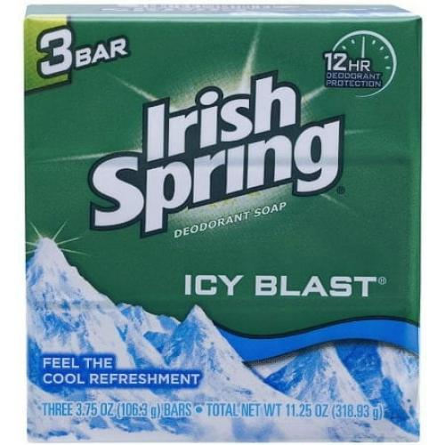 Irish Spring Bath Bar, Icy Blast 3.75 Oz, 3 x 3.75 oz bars (Pack of 2)