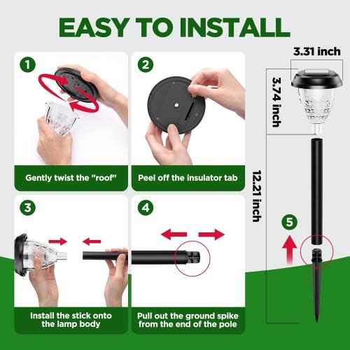 URAGO Super Bright Solar Lights Outdoor Waterproof, Dusk to Dawn Up to 12 Hrs Solar Powered Outdoor Pathway Garden Lights Auto On/Off, LED Landscape Lighting Decorative for Walkway Patio Yard