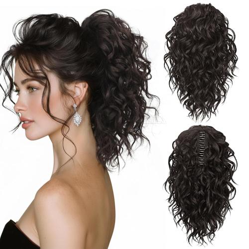 12 Inch Ponytail Extension, Curly Pony Tails Hair Extensions, Claw Clip