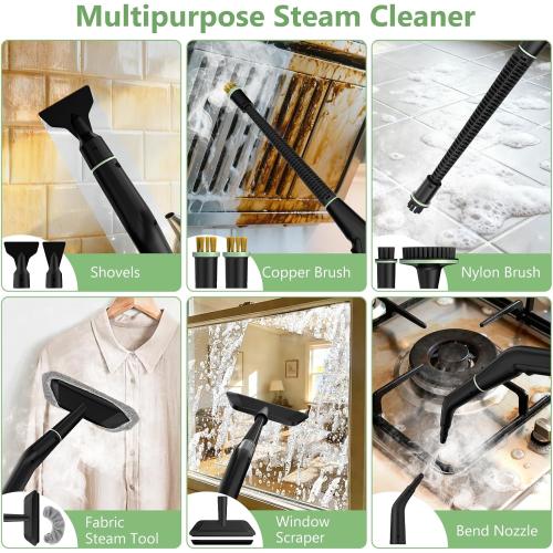 Steam Cleaner, Portable Steamer for Cleaning with 16pcs Accessories, 6-Level Adjustable and 15s Heat-Up, Handheld Steam Cleaner for Home, Tile, Dirt, Grout, Grease, Car Detailing