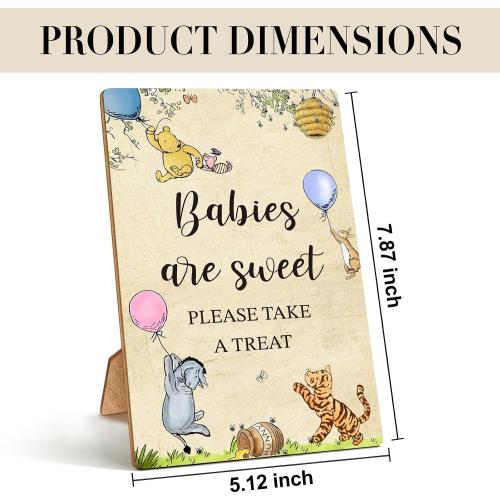 Pooh Bear Baby Shower Decorations, Wooden Winnie Bear Baby Shower Sign