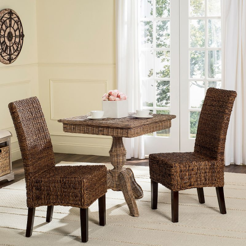 Set of 2 Avita Wicker Dining Chair Brown - Safavieh