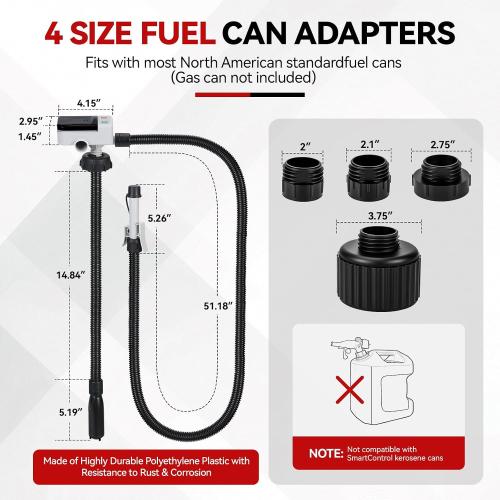 Fuel Transfer Pump Battery Powered Auto-Stop | Overfill Protection Electric Gas Can Pump for Gasoline, Diesel & Oil, Cordless Gas Pump Transfer Liquid with 3.2 GPM for Car, Truck, Lawn Mower