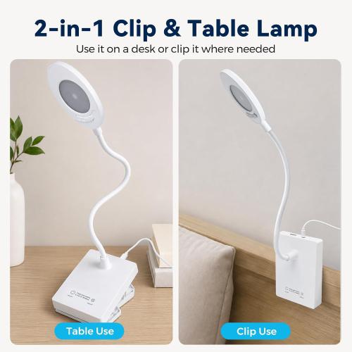 Shabbos Lamp, 2-in-1 Desk & Clip-On LED Shabbat Lamp, Adjustable Cover, 360° Flexible Gooseneck, 3 Color Modes & Adjustable Brightness, USB Plug-in Table Lamp for Bedside, Desk, Living Room, Study