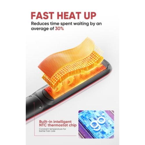 Beautigo Steam Hair Straightener Flat Iron, Anti-Frizz Moisturizing Steam, Reduce Heat Damage, 20s Fast Heat, Ceramic Plates for Thick, Curly & Frizzy Hair, Rose Gold