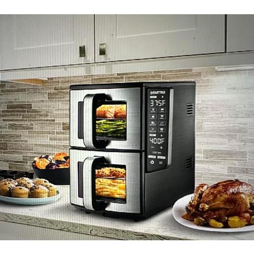 Gourmia (GAF1190) Double Decker Dual Basket Air Fryer 11QT – Extra Large Capacity, Independent Cooking Zones, Rapid Air Circulation Technology, 8 Preset Functions, Dishwasher-Safe Baskets NEEDS CLEANING