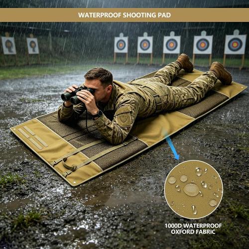 Shooting Mats Prone Padded,Large Shooting Mat,Shooting Pad with MOLLE Webbing&Thickened Padding,Portable Roll Up Shooting Mat Waterproof,Foldable Outdoor Tactical Mat for Long Range Shooting Hunting