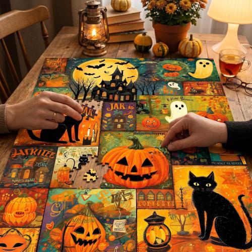 1000 Piece Puzzle for Adults, Halloween Themed Collage