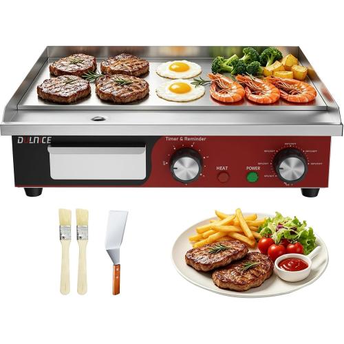 18 Commercial Electric Griddle with 5 Minute Reminder Timer, 1500W