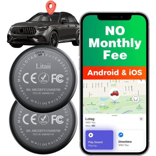 GPS Tracker for Vehicles,2 Year Battery Life,GPS Tracker,2pcs Black Hidden Magnetic case,Trackers for Tracking Vehicle,2pcs GPS Tracker,Ultra-Slim,No Monthly Fee for Android and iPhone,IP68