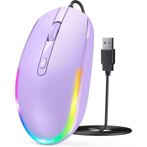 seenda Wired Mouse, RGB Backlit 1600 DPI Corded Mouse for Laptop/PC, Purple