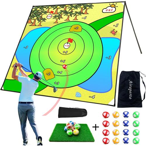 Battle Golf Chipping Game, 80”x80” Large Chipping Mat,Play Outdoor Sticky Golf for Adults,Unique Multiplayer Indoor Outdoor Chipping Game,Friends Family Yard Target Game