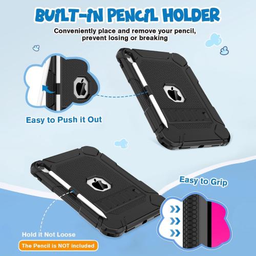 BMOUO for iPad A16 11th/10th Generation Case (11/10.9”, 2025/2022), Black