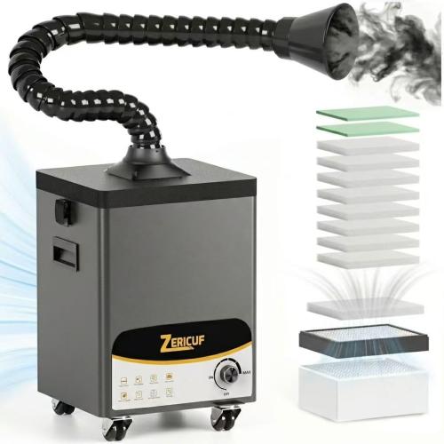 Solder Fume Extractor – 180W 320m³/h, Thickened Pre-Filters, Soundproof Low-Noise Chamber, Exclusive Downward Exhaust, H13 HEPA & High-Iodine Carbon, Smoke Absorber for Soldering, Laser, 3D Printer