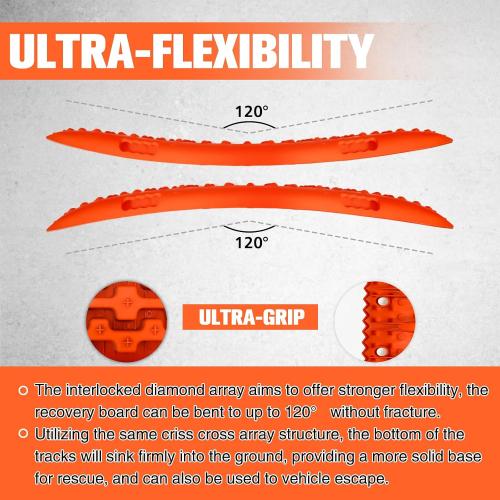 YATOINTO Off-Road Traction Boards, Recovery Boards for 4WD Mud,Sand,Snow,Rock Tracks.4X4 Pair Recovery Tracks Tire Traction Mats with 2 Straps&Storage Bag for RV Truck Jeep SUV,Orange