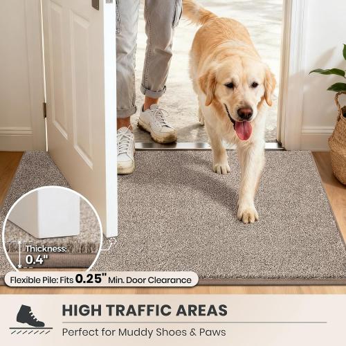 PURRUGS Area Rug, 72 x 108, Taupe
