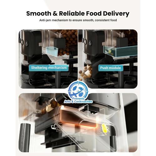 Automatic Cat Feeder for 3 Cats with WiFi Control, Anti-Jam System, 6L