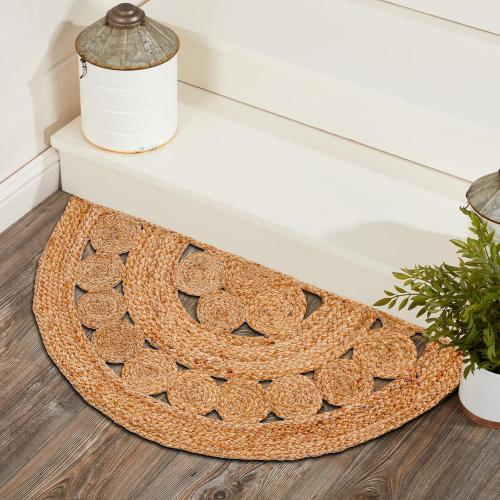 Boho Braided 1.5x3 Area Rug - Jute Natural Fiber Half Round Rug