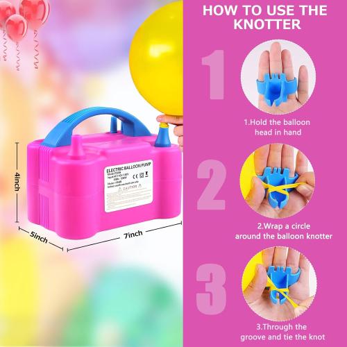 QIPUMP Balloon Pump Electric,110V 600W Balloon Blower Inflator Dual Nozzle Air Pump Balloons Inflator for Decoration, Party, Sport,Gifts:2 Balloon Tying Tools