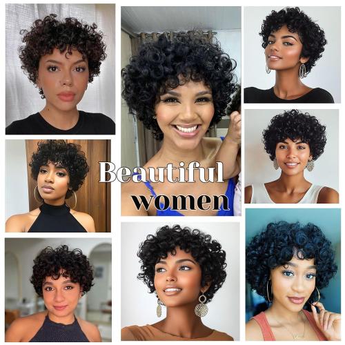 Short Curly Wigs for Black Women Short Pixie Cut Wig Curly Wigs for Women