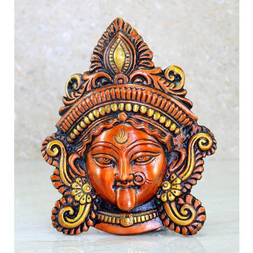 eSplanade Brass Kaali Ma Wall Hanging - 7.25 inches | Kali Maa Kali Mata Face Wall Hanging Idol Statue Sculpture