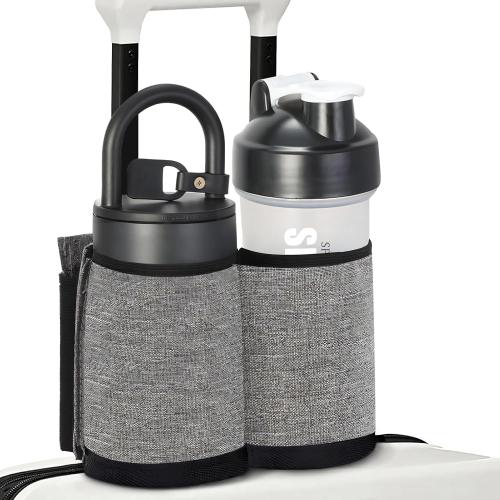 Luggage Cup Holder for Suitcases Free Hands, Travel Accessories, Luggage Cup Caddy Gifts, Beverage Holder, Universal Luggage Accessories for Flight Attendants, Business Travelers, Grey
