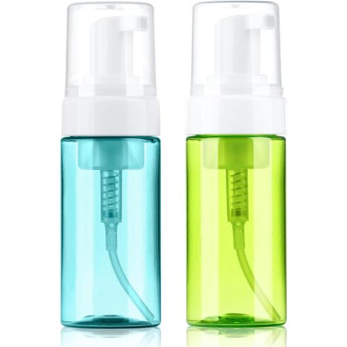 Boenoea Plastic Foam Pump Bottle, 4oz/120ml Foam Bottles Dispenser BPA Free Empty Refillable Container for Hand Soap, Shampoo - Pack of 2 (Blue,Green)