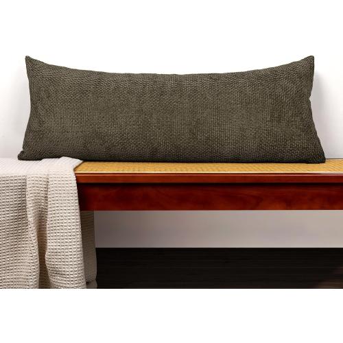 JoraLion Knitting Textured Chenille Lumbar Pillow Covers 14x36 inch Brown