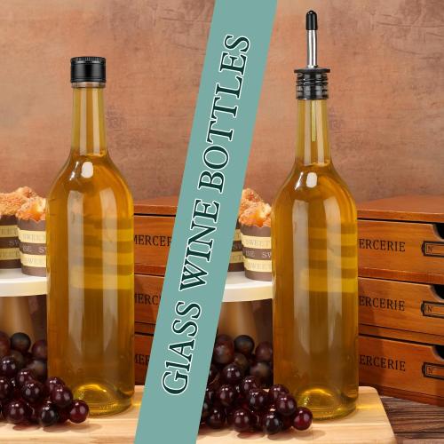 Maxdot 10 Pcs Long Neck Glass Bottles with Pourer for Bar Wine Syrup