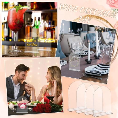 Juexica  5x7 Inch Clear Acrylic Arch Sign - Blank DIY Table Numbers with Stand for Weddings, Office Parties & Menus
